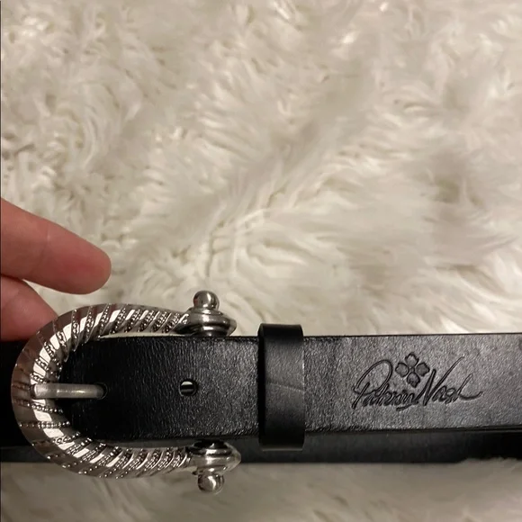 Patricia Nash 100 % Black Leather Belt size S from buckle to first whole 27” Patricia Nash Resena Leather Stretch Belt | HSN main image 4